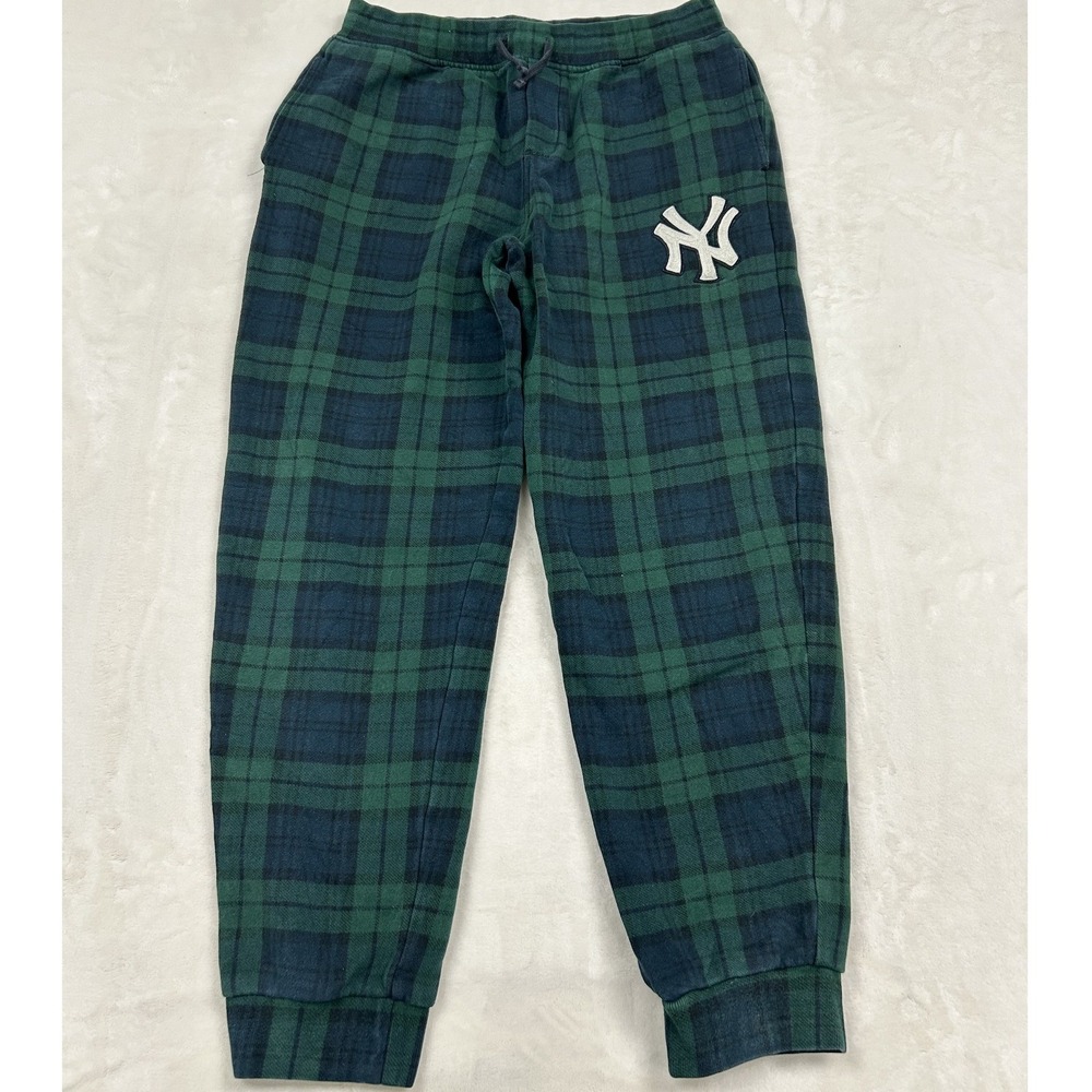 Polo Ralph Lauren Joggers Boys XL Green Plaid NY Yankees Sweatpants